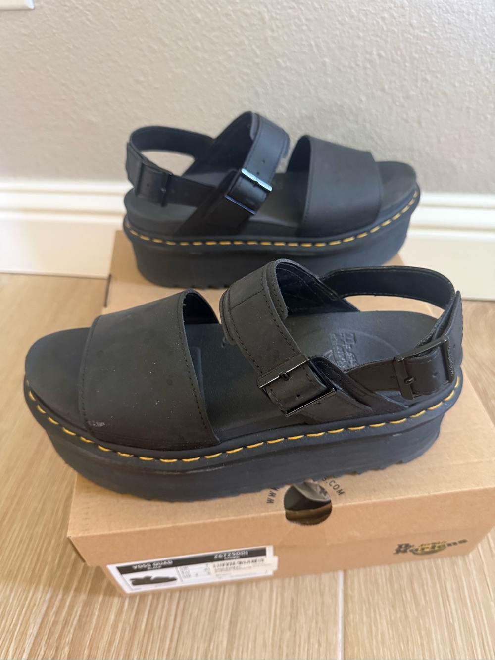 Dr. Martens Black Platform Voss Quad Sandals - Picture 4 of 6